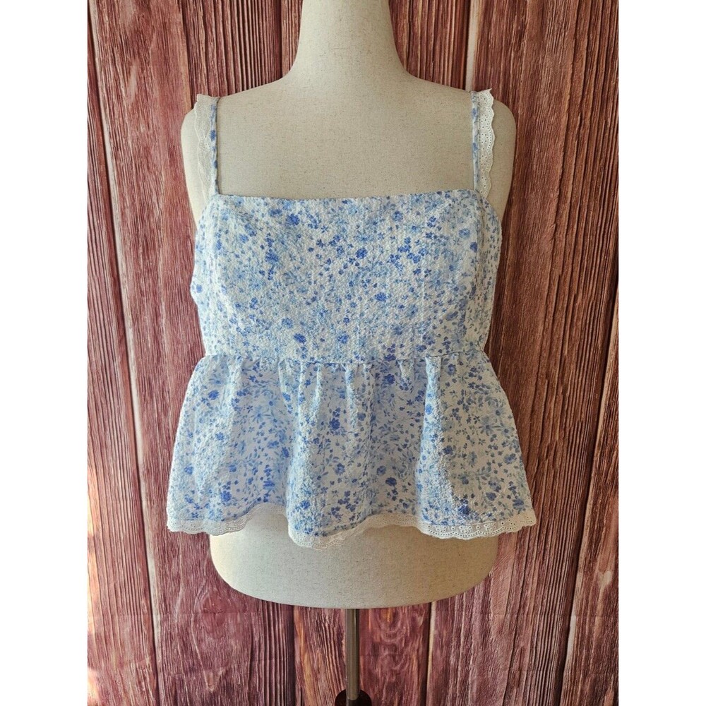 Arula Eyelet Lace Trim Tie Back Cami Top Plus Size 2X